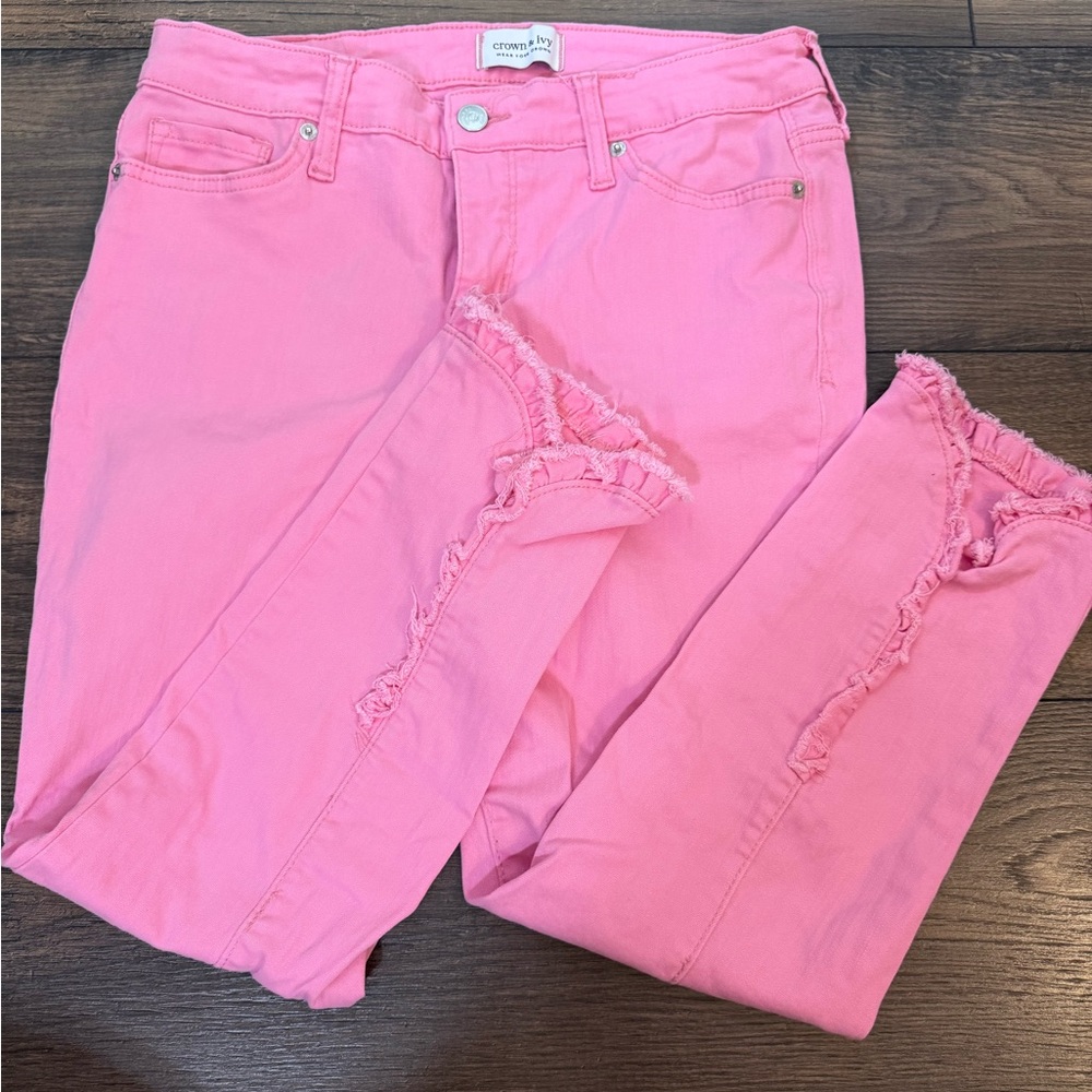 crown & ivy Vibrant Pink Ankle Jeans
